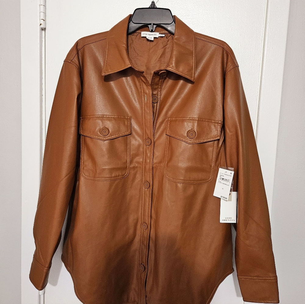 NWT Good American Better than Leather Shacket